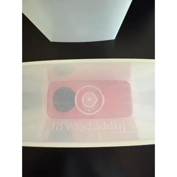 Vintage Tupperware Pour All Set 2 Raspberry Pink Lids Cereal Flour Storage - Picture 4 of 6